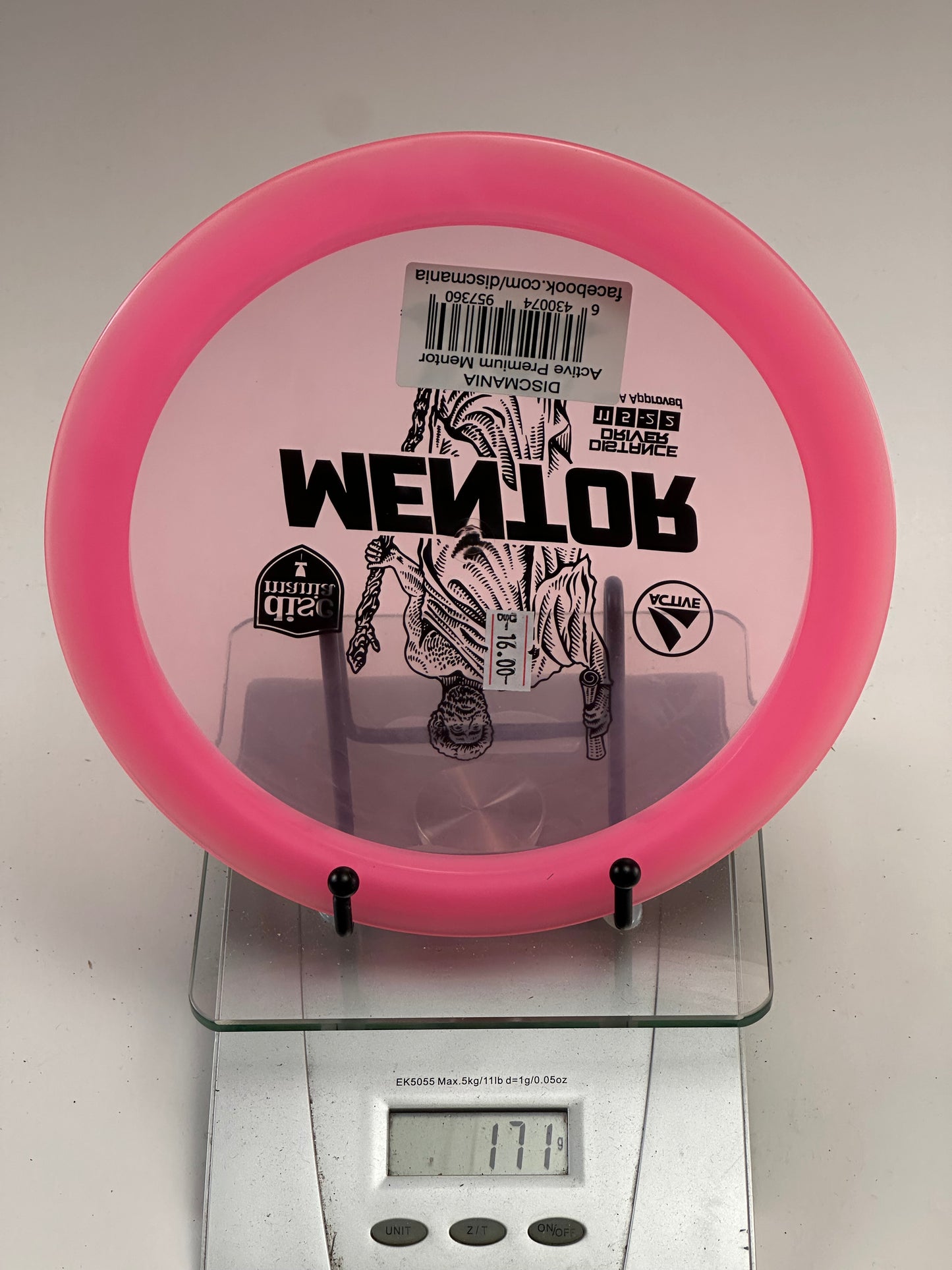 Discmania Mentor Active Premium Distance Driver - Transparent Pink - 177g