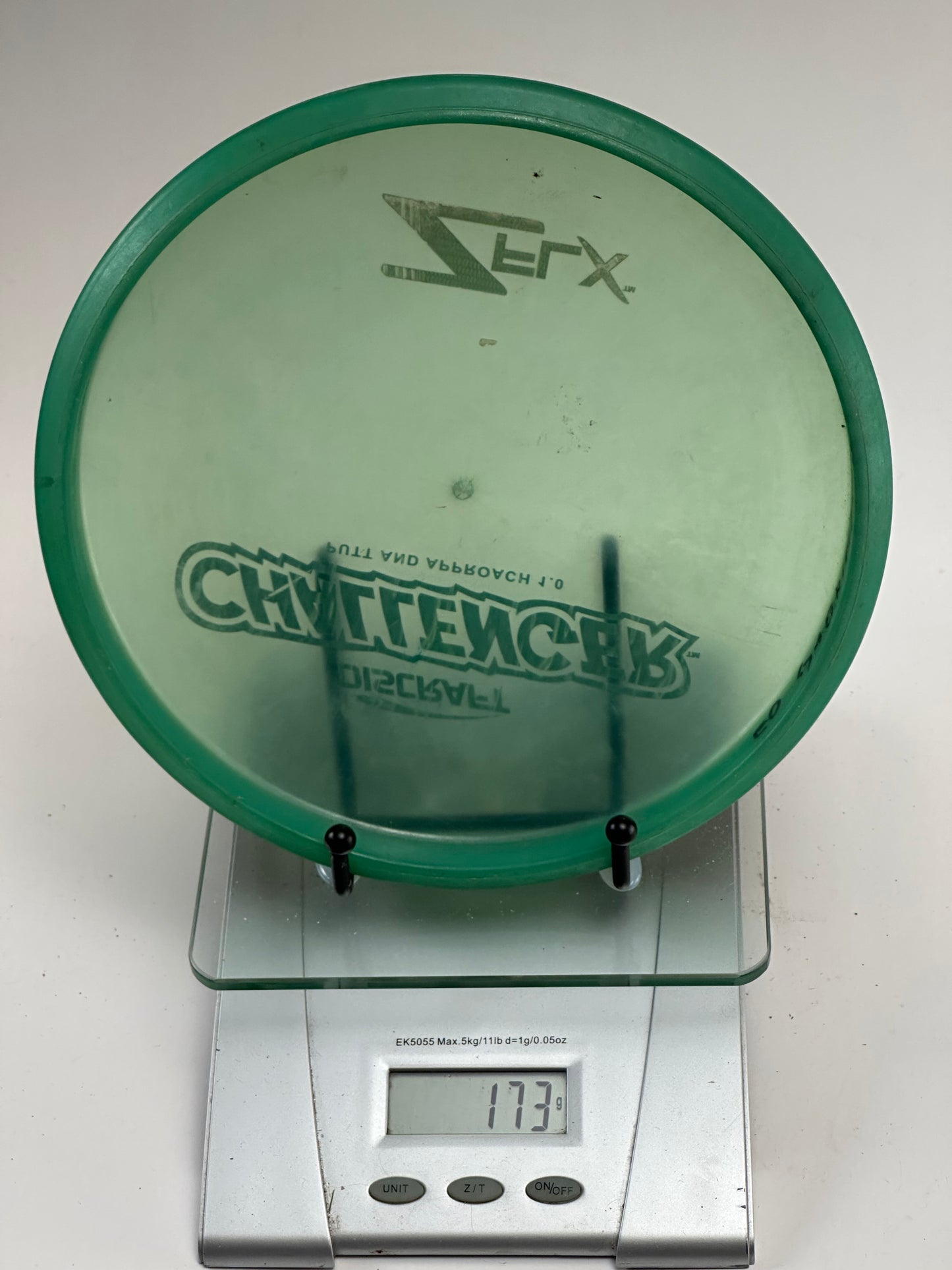 Discraft Z FLX Challenger Putter – Transparent Green w/ Blue Foil Stamp