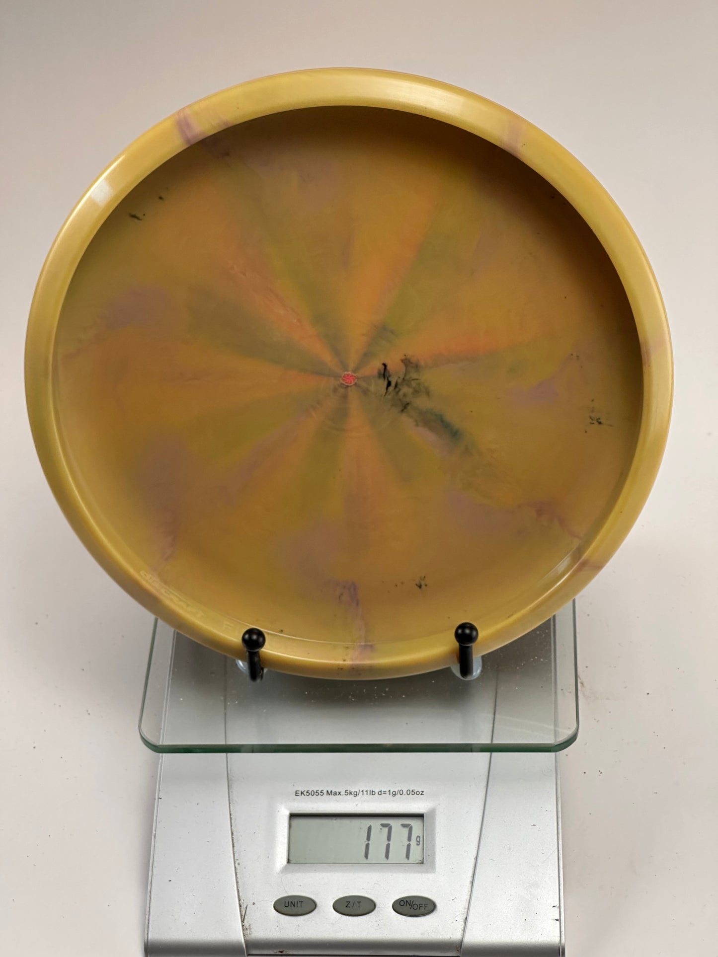 Discraft CryZtal Fierce Putter – Swirly Yellow/Orange, 991 Silver/Black Stamp
