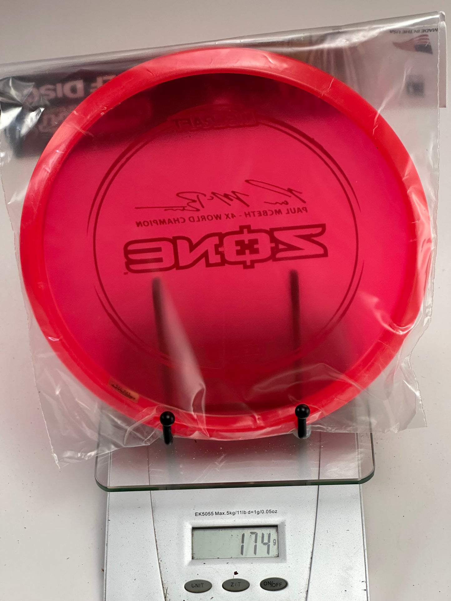 Discraft Zone Z Line Approach Disc, Transparent Red w/ Blue McBeth 4x Stamp