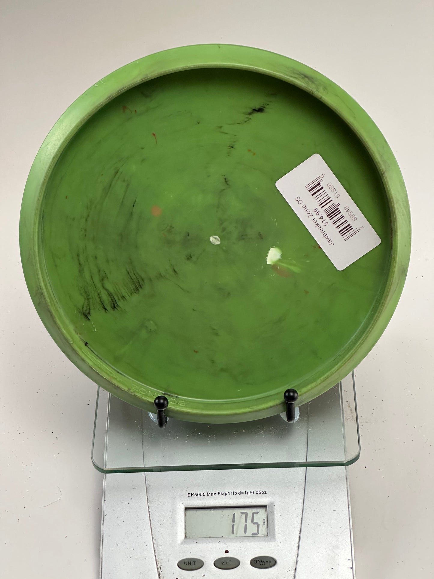 Discraft Zone OS Jawbreaker Swirly Green w/ Red Foil Stamp