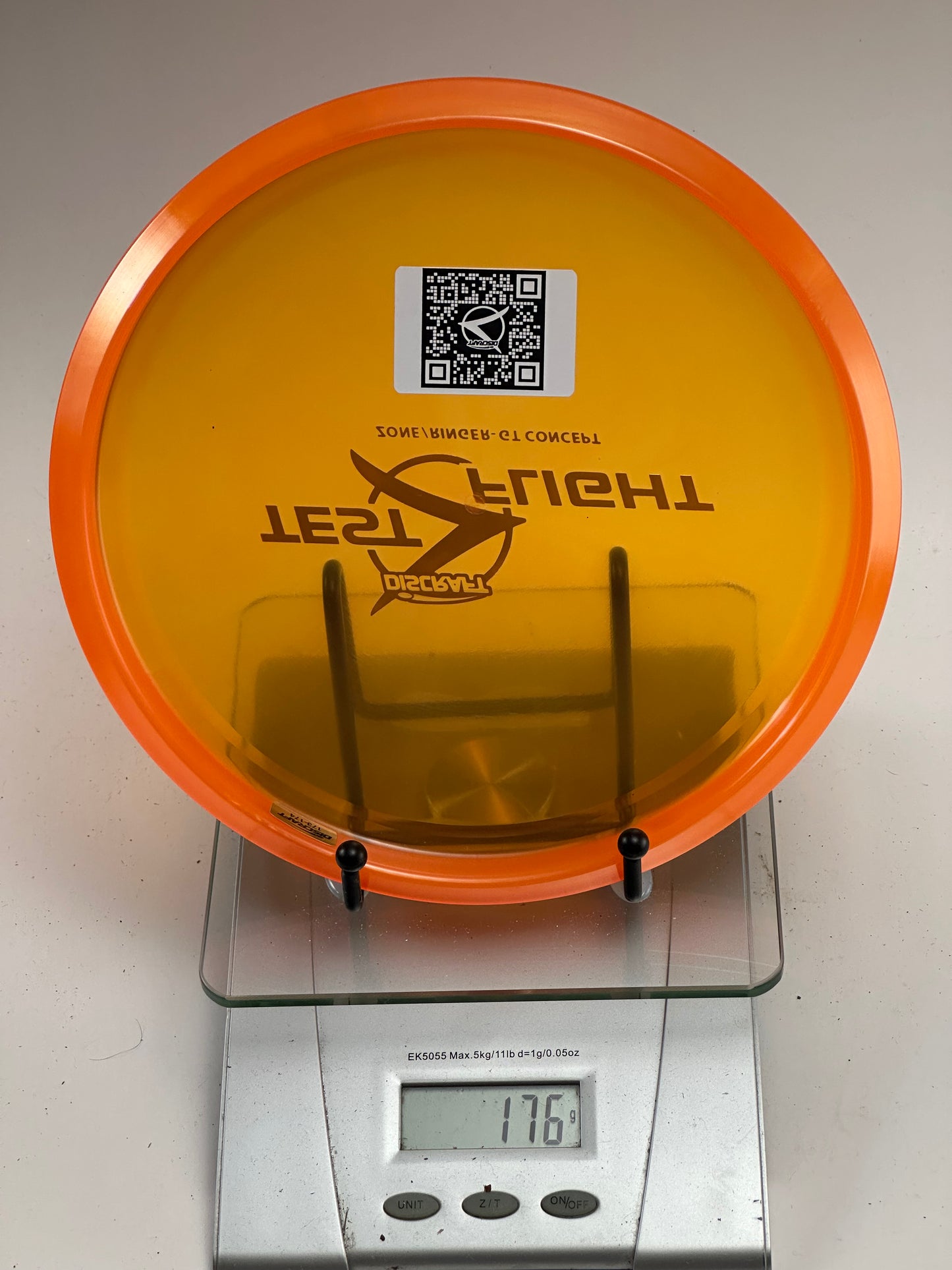 Discraft Test Flight Zone/Ringer GT Concept – Translucent Yellow w/ Orange Rim (176g)