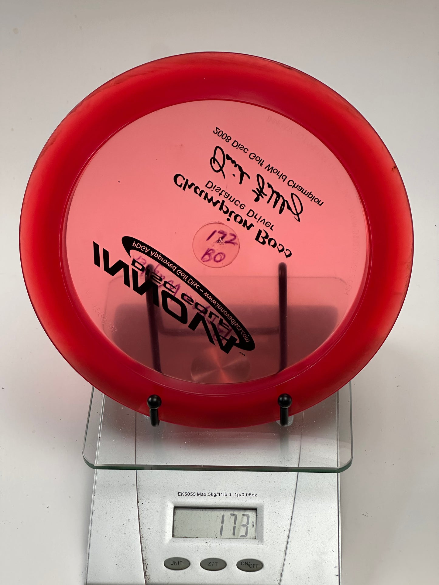 Innova Champion Boss Distance Driver – Transparent Red (173g) w/ Feldberg Stamp