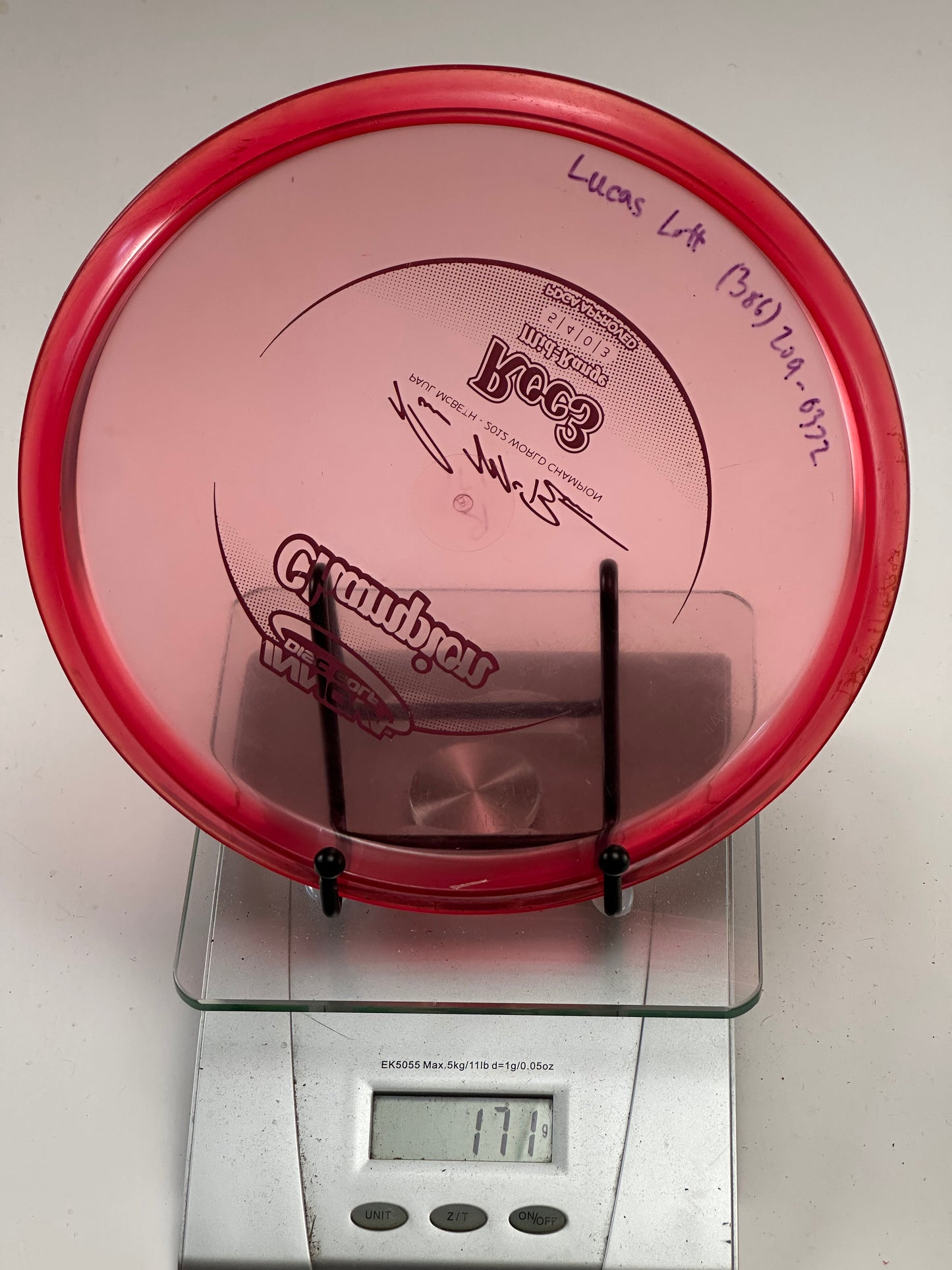 Innova Champion Roc3 Midrange – Transparent Red, Paul McBeth 2012 Stamp, Ink