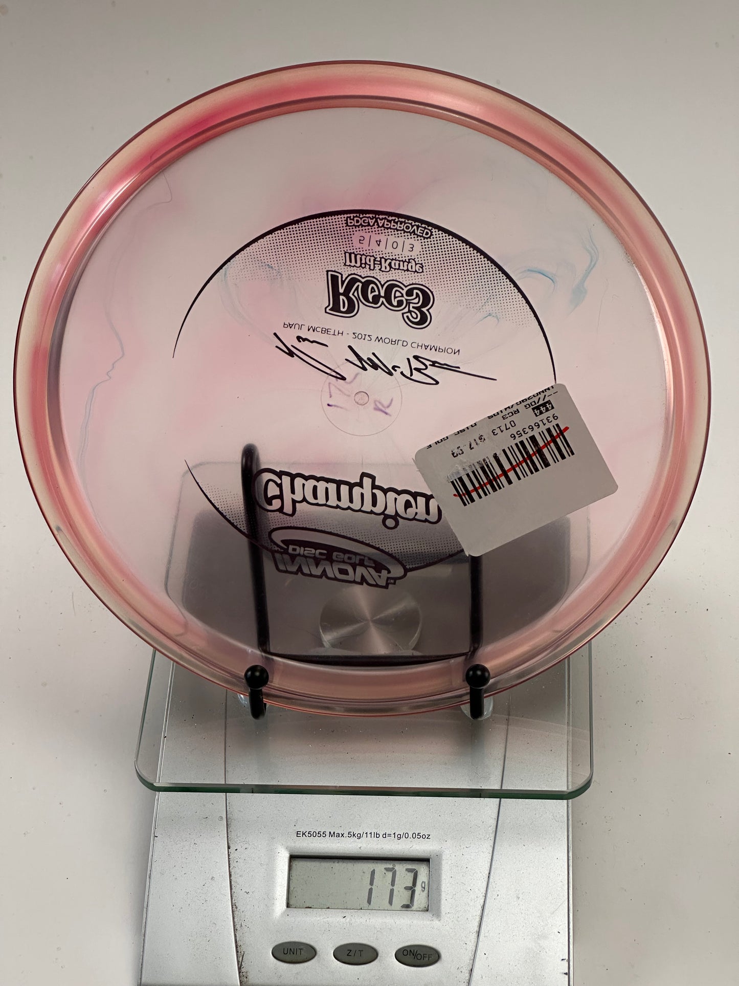 Innova Champion Roc3 – Clear w/ Pink Rim, Paul McBeth Signature (Black Stamp)