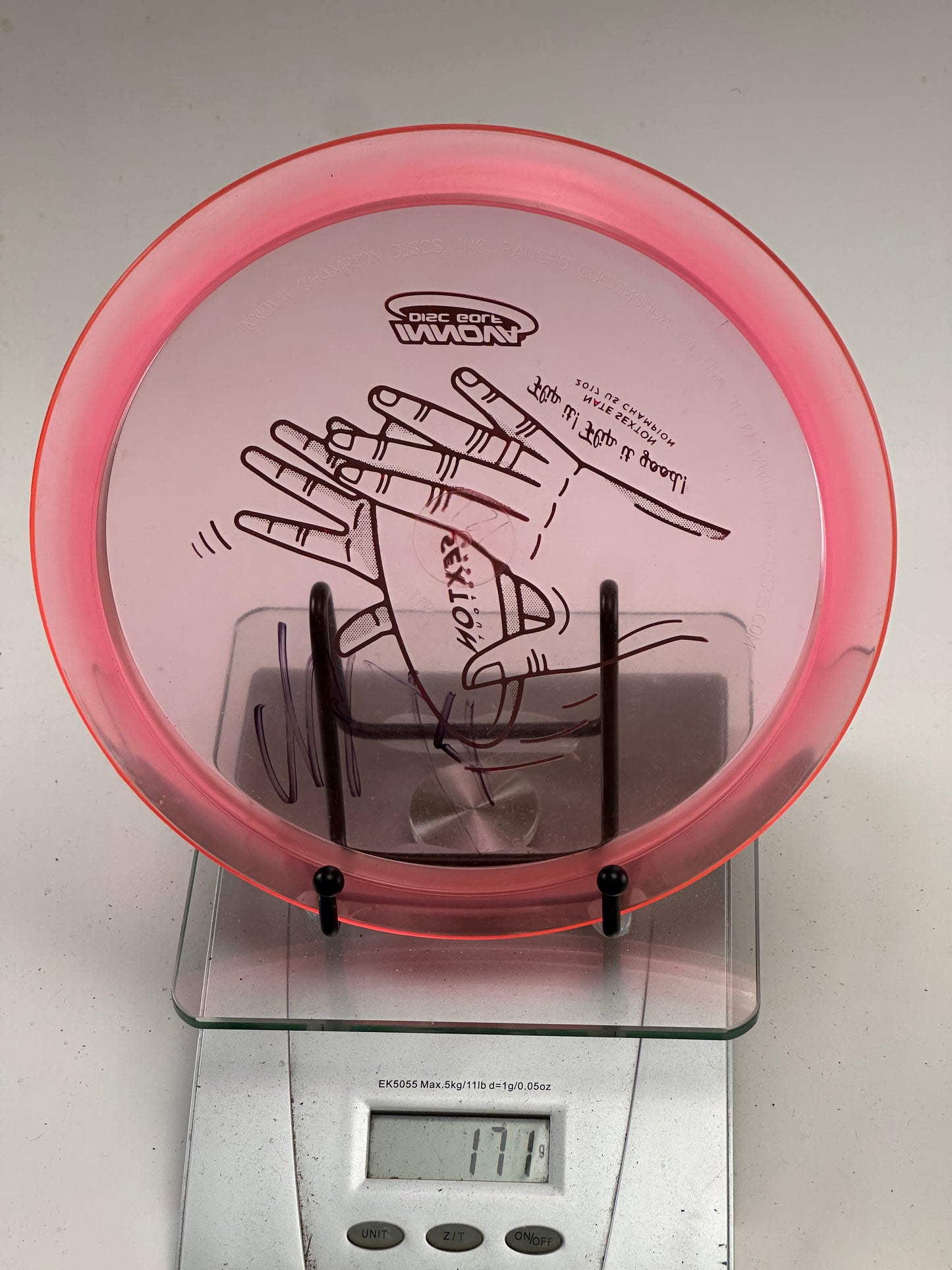 Innova Champion Teebird – Nate Sexton Signature Hand Stamp, Clear Pink