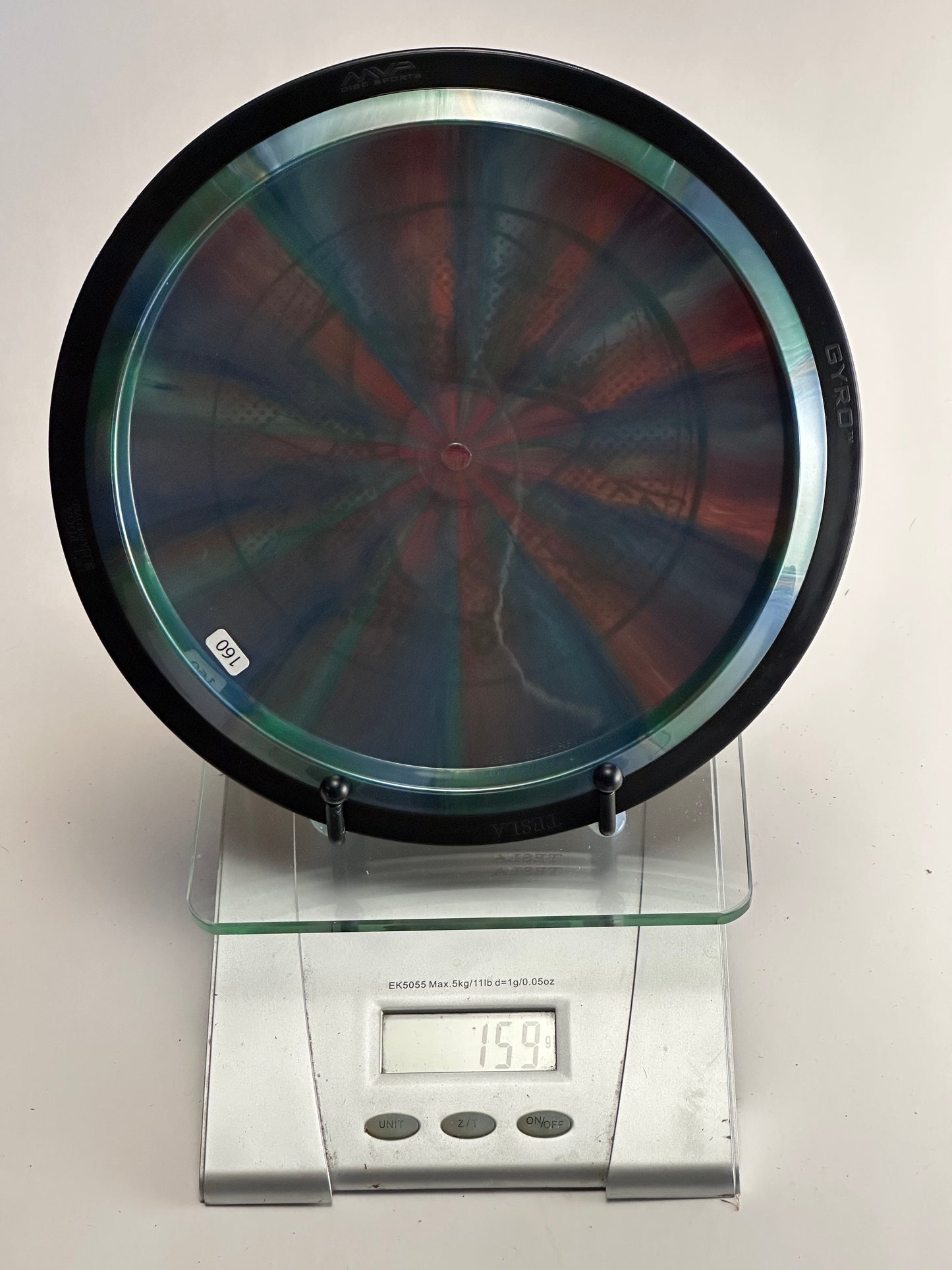 MVP Plasma Tesla Distance Driver (Swirly Blue/Green/Red, Black Rim) 159g