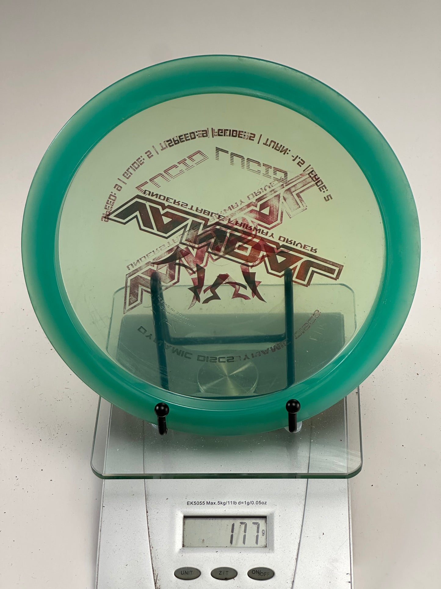 Dynamic Discs Lucid Vandal Fairway Driver - Transparent Teal Rim, Red Stamp