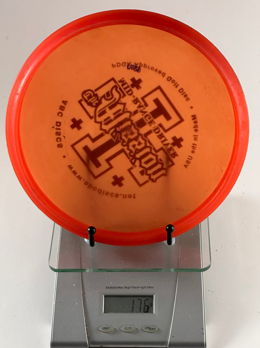 ABC Discs Champion-like translucent premium plastic (clear/translucent) Mission ABC Discs Mission mid-range driver translucent premium plastic orange with red rim black stamp
