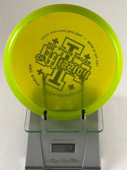 ABC Discs Champion-like translucent premium plastic Mission ABC Discs Mission mid-range driver translucent premium plastic neon yellow/green dark red stamp