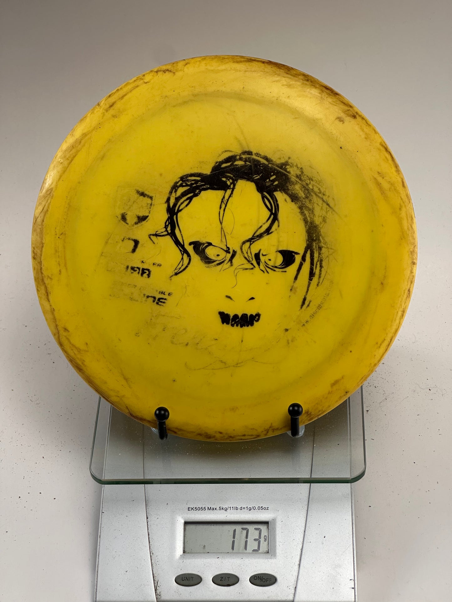 Discmania S-Line DD distance driver solid yellow heavily used custom artwork