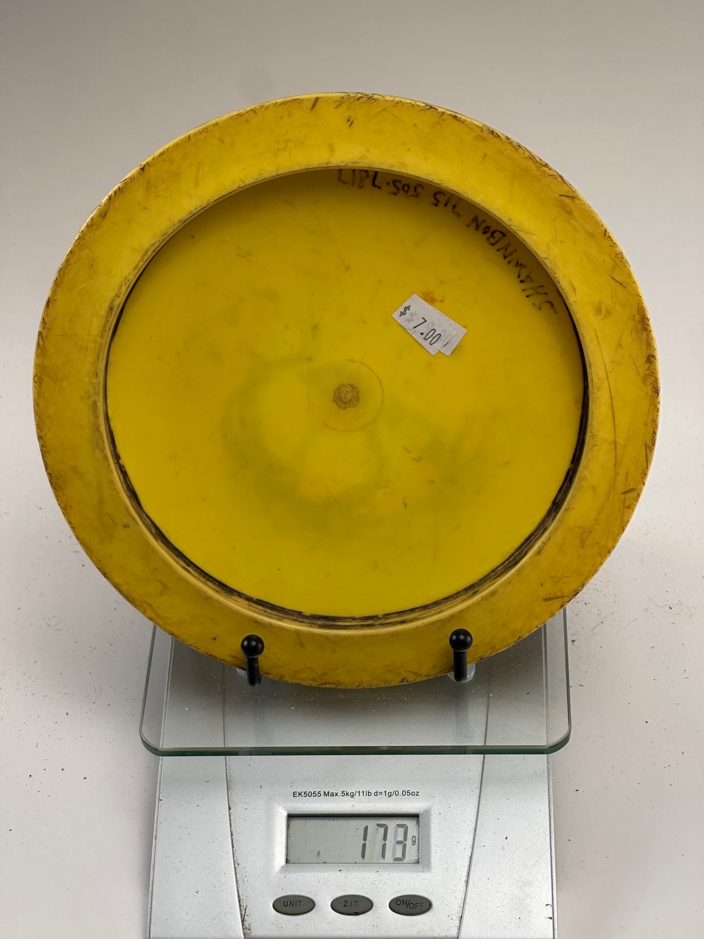 Discmania S-Line DD distance driver solid yellow heavily used custom artwork