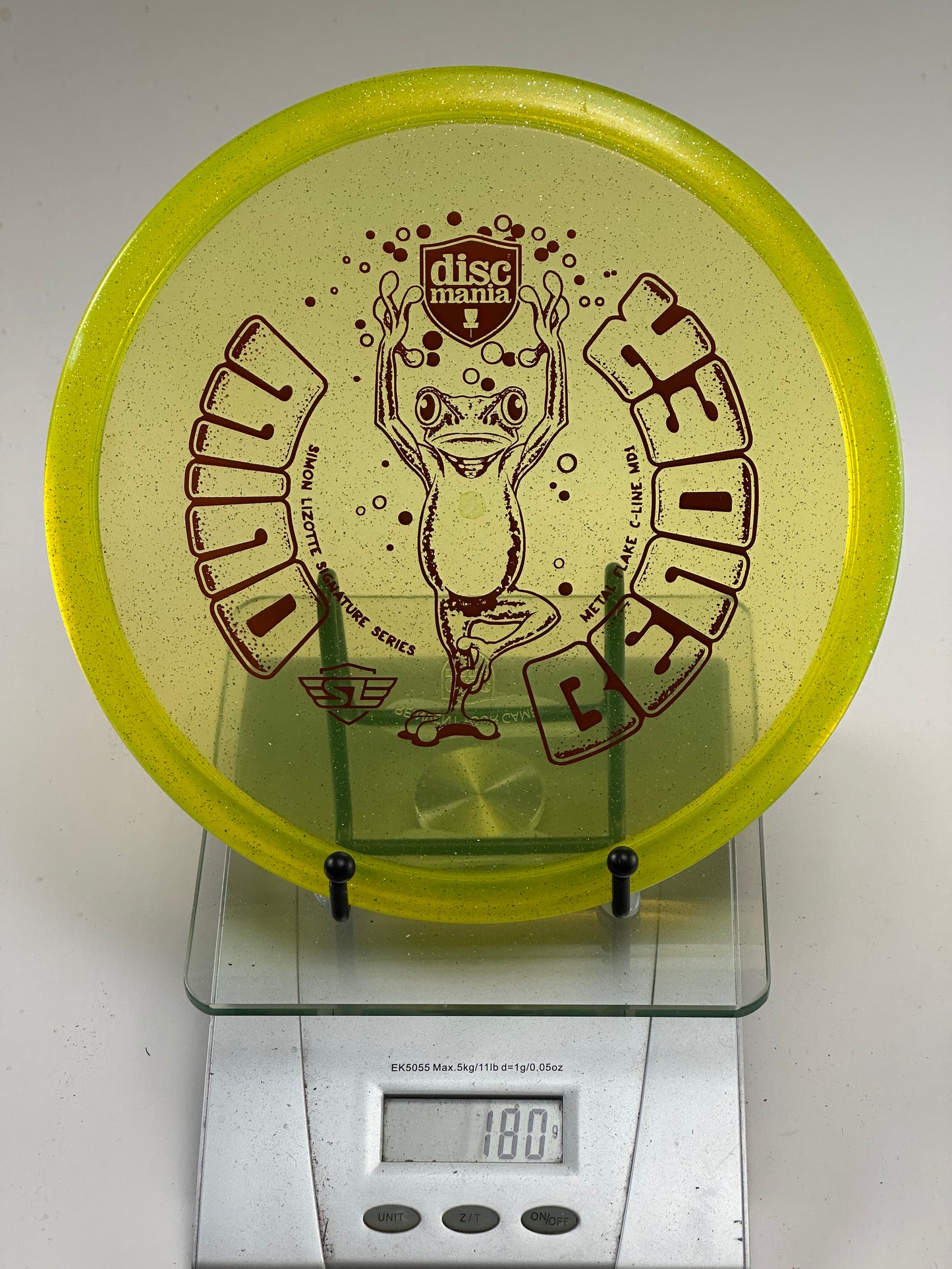 Discmania MD1 C-Line Metal Flake Midrange – Yellow “Juicy Geuz” Frog Stamp