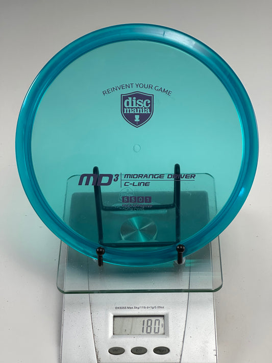 Discmania C-Line MD3 Midrange – Translucent Aqua Blue, Shield Stamp, 180g