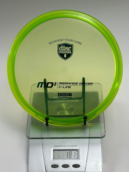 Discmania C-Line MD3 Midrange – Translucent Yellow-Green, Shield Stamp (181g)