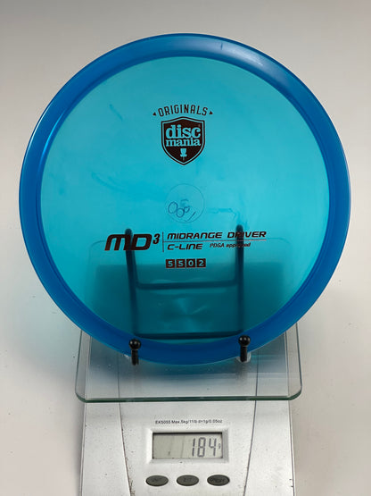 Discmania C-Line MD3 Midrange, Transparent Blue, Originals Shield Stamp, 184g
