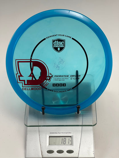 Discmania C-Line MD4 Midrange – Blue, Dellwood Disc Golf Club Stamp