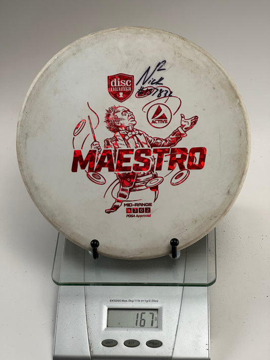 Discmania Maestro Active Midrange – White w/ Red Foil Stamp (167g)