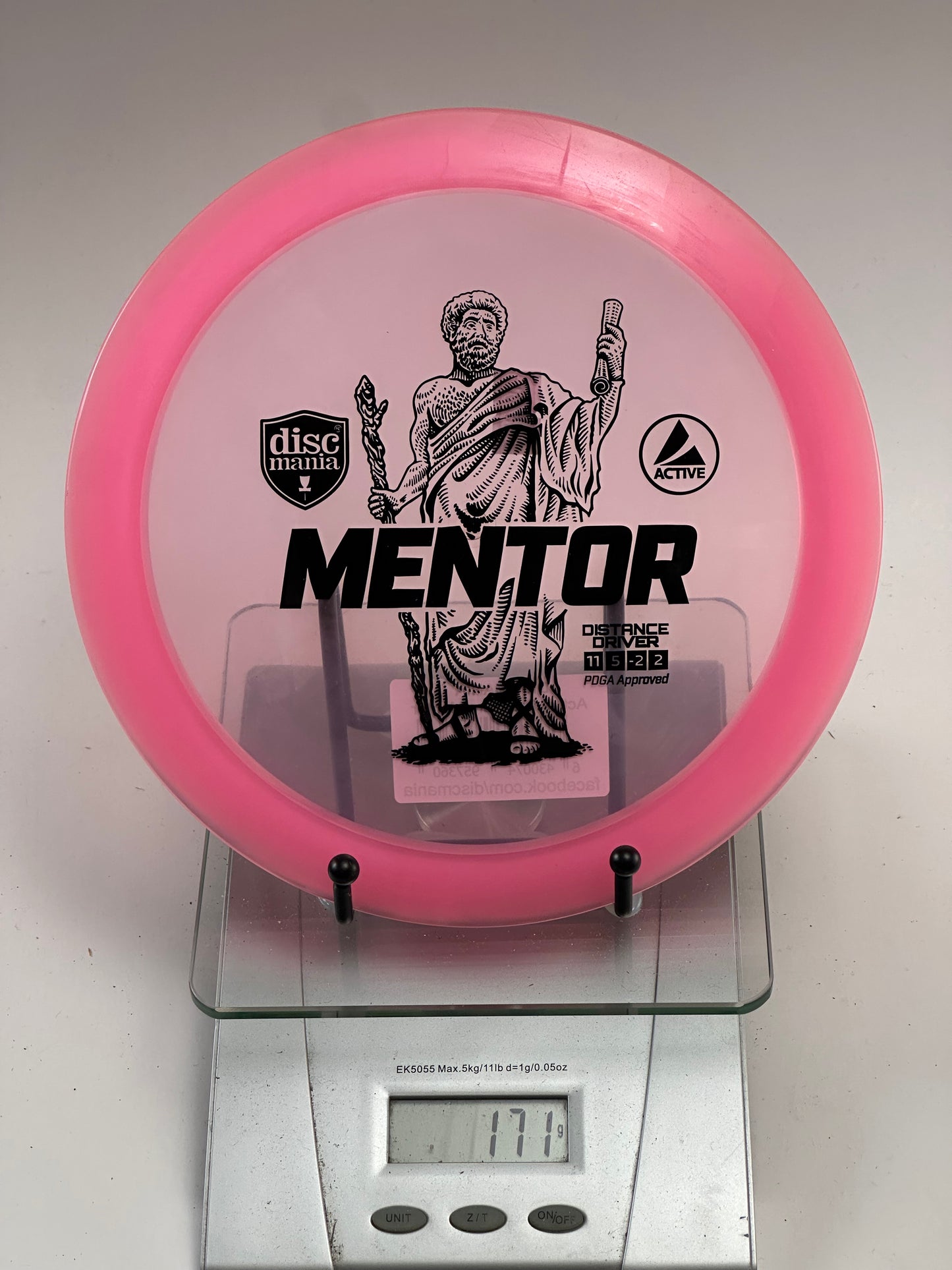 Discmania Mentor Active Premium Distance Driver - Transparent Pink - 177g