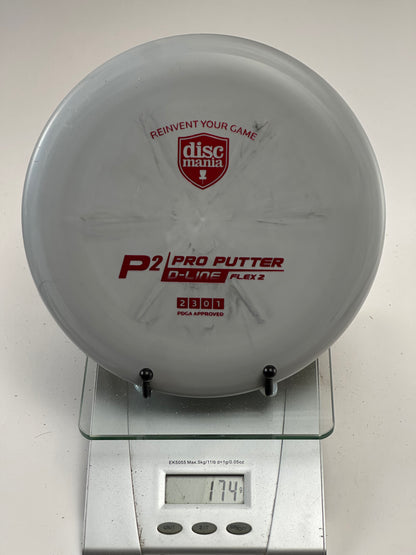 Discmania P2 Pro Putter | D-Line Flex 2 | Gray Swirl | Red Stamp | 174g