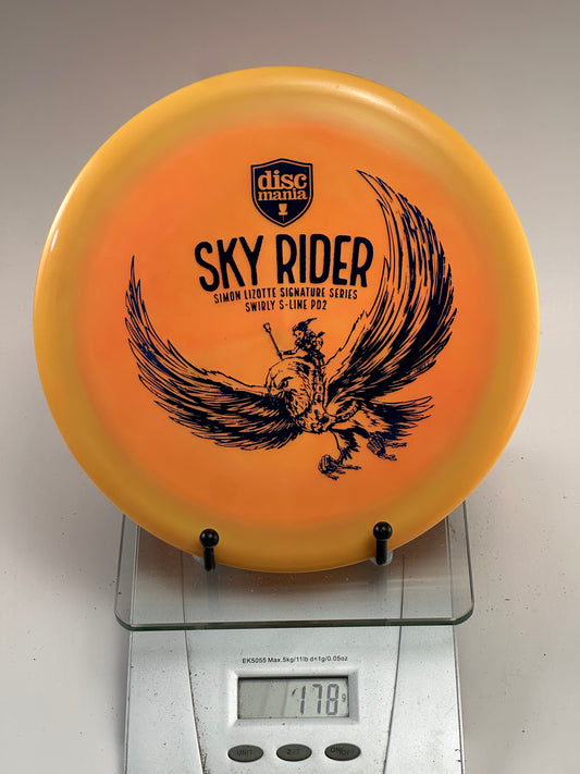 Discmania Sky Rider PD2 Swirly S-Line Orange w/ Yellow Rim