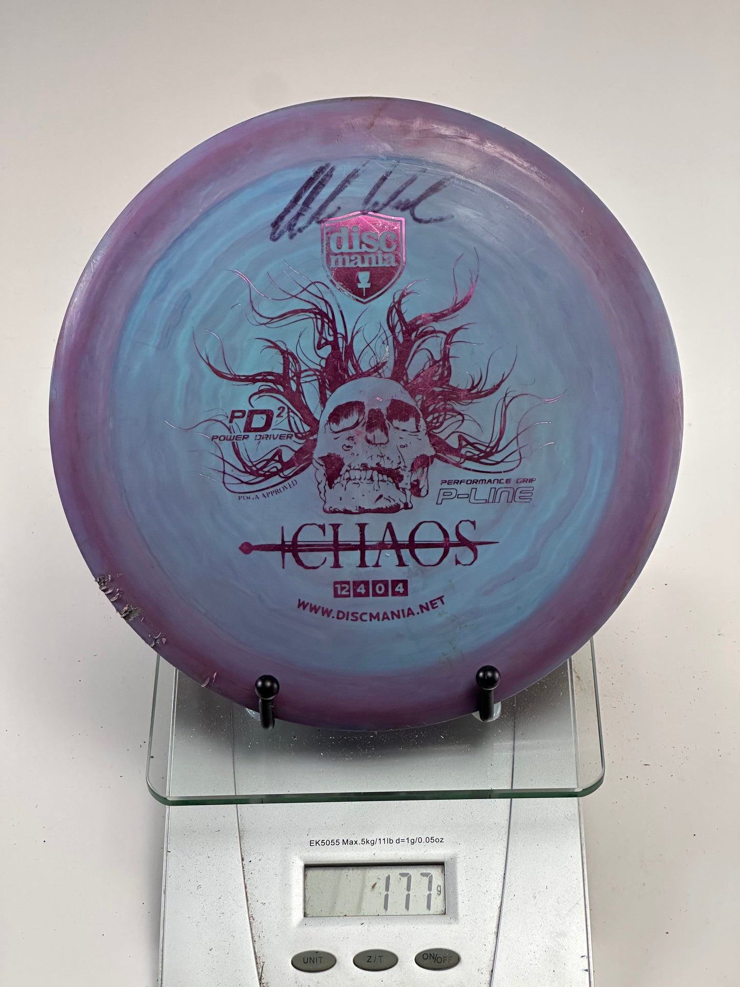 Discmania PD2 P-Line Swirly Purple/Blue Chaos Stamp Signed (177g)