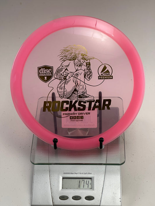 Discmania Active Premium Rockstar premium plastic vocalist stamp pink rim