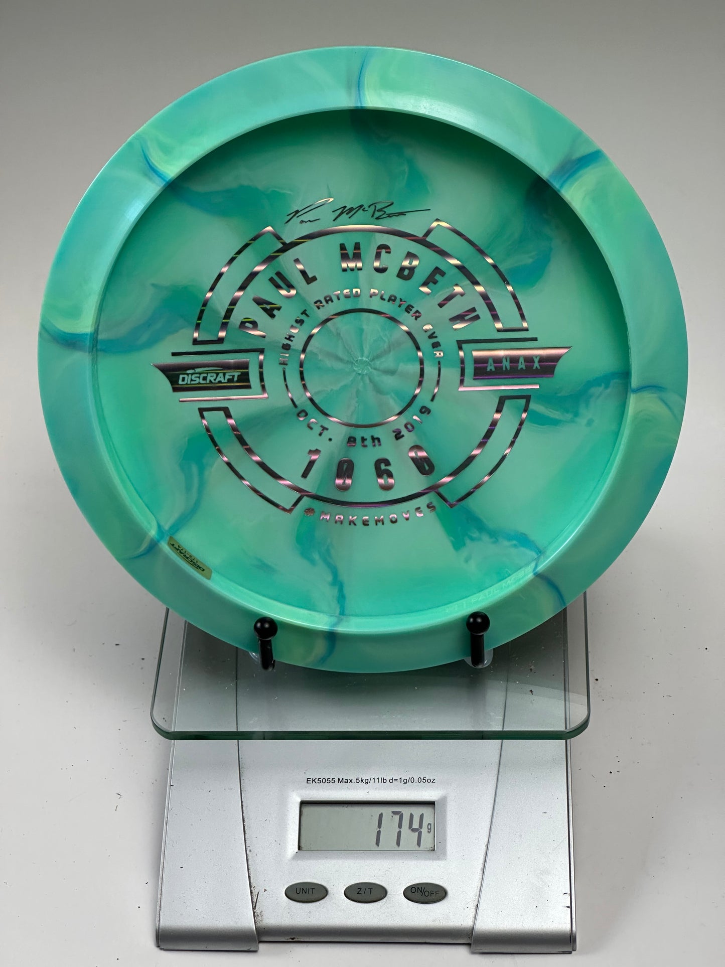 Discraft ESP Anax Swirly Turquoise Paul McBeth 1969 Stamp 174g