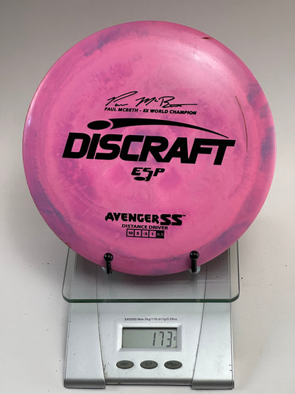 Discraft ESP Avenger SS Swirly Pink Distance Driver (Paul McBeth 6X Stamp)