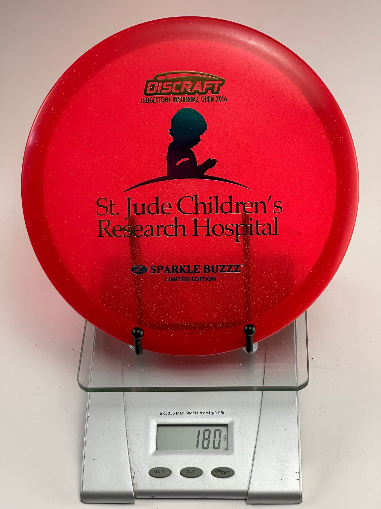 Discraft Buzzz Z Sparkle Ledgestone 2016 St. Jude Stamp (Transparent Red)