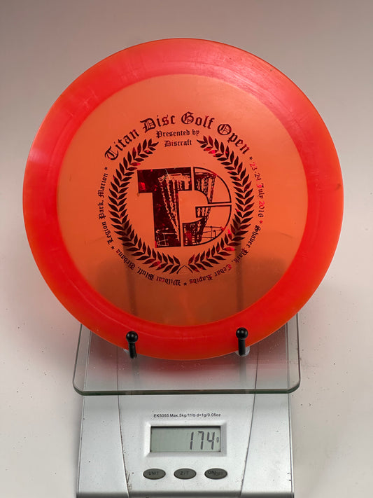 Discraft Z Crank Distance Driver | Titan Disc Golf Open Stamp | Translucent Orange