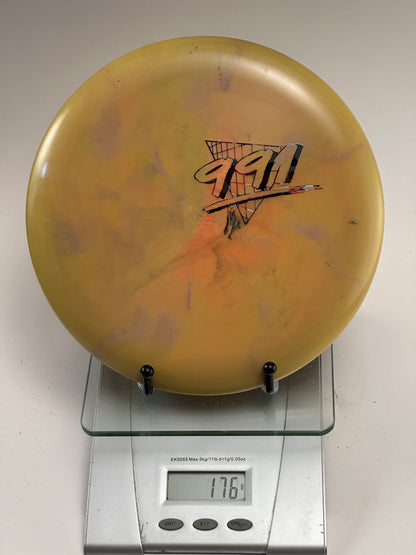 Discraft CryZtal Fierce Putter – Swirly Yellow/Orange, 991 Silver/Black Stamp