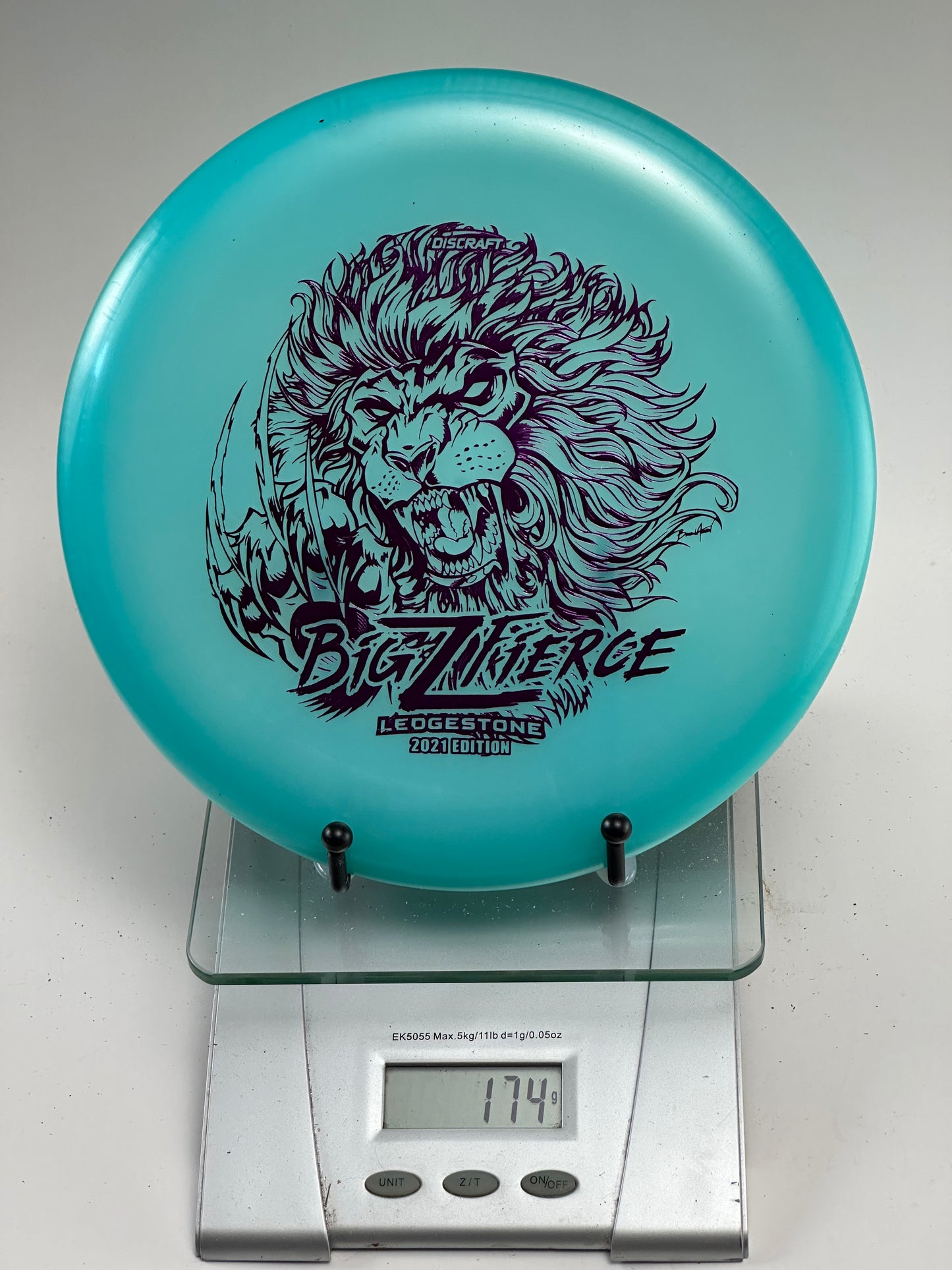 Discraft Big Z Fierce turquoise 2021 Ledgestone lion stamp