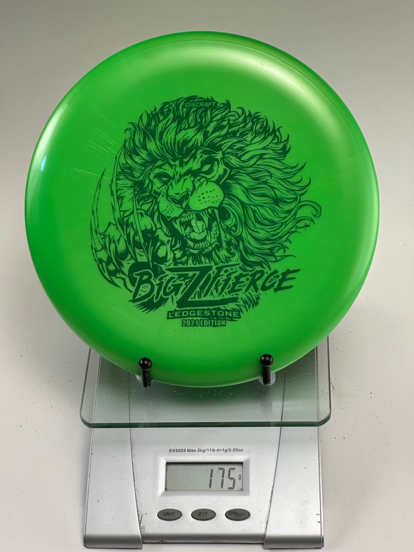 Discraft Big Z Fierce bright green 2021 Ledgestone lion stamp Big Z Fierce