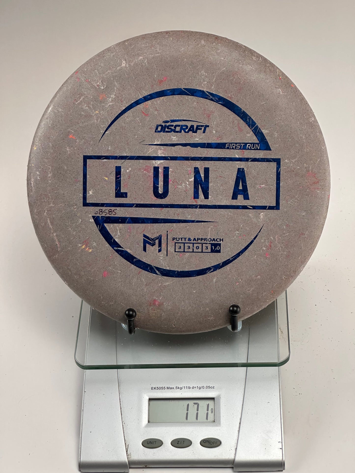Discraft Jawbreaker Luna First Run Putter - Gray Speckle, Blue Foil