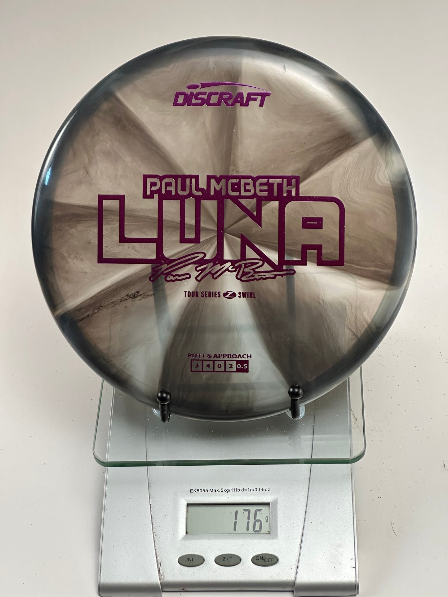 Discraft Luna Z Swirl Paul McBeth Tour Series (Gray Swirl, Purple Stamp)