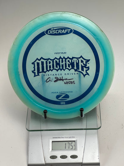 Discraft Z Machete First Run Distance Driver (Translucent Blue) Signed