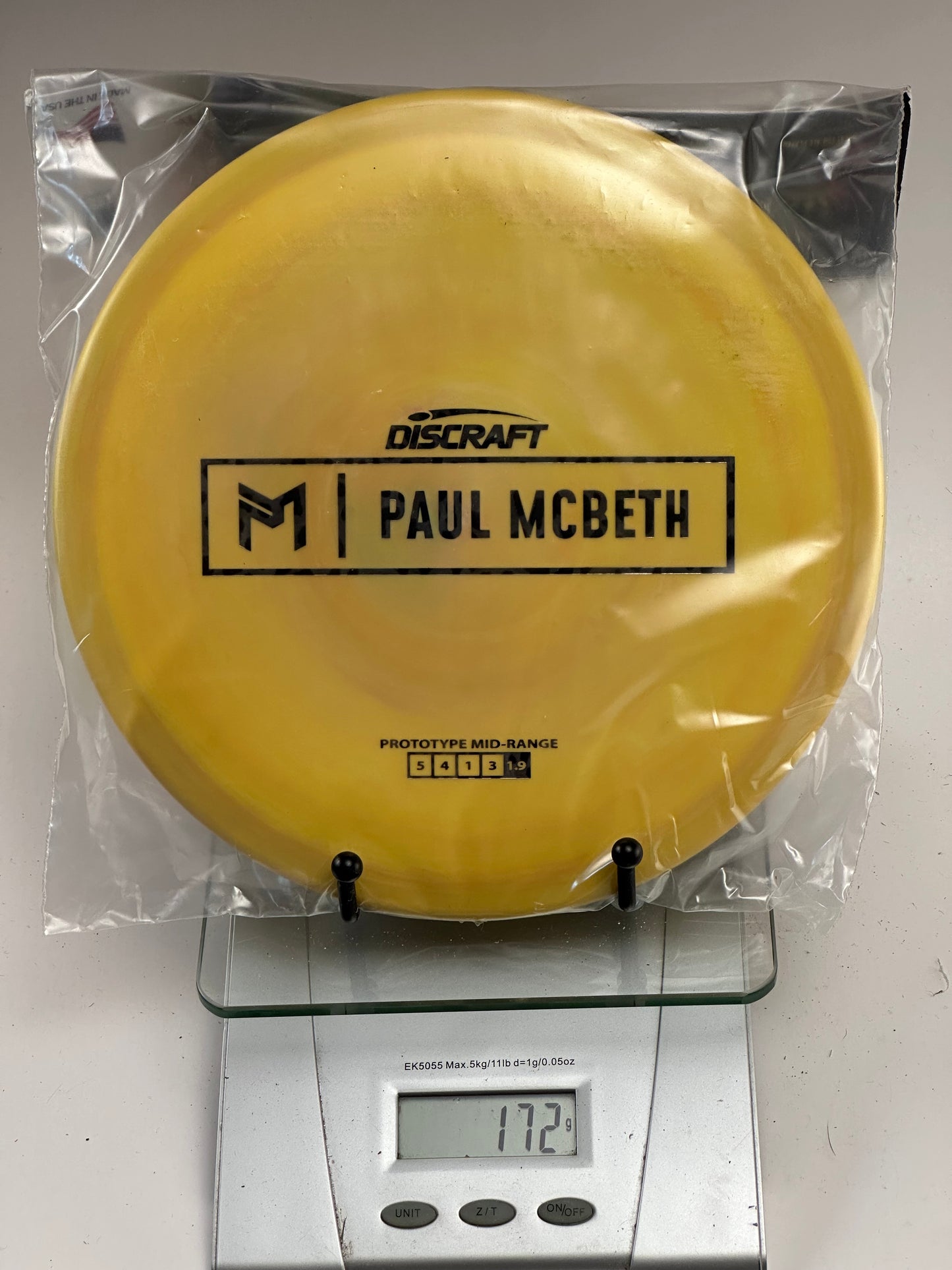 Discraft ESP Prototype Malta Midrange 172g Yellow Paul McBeth Stamp