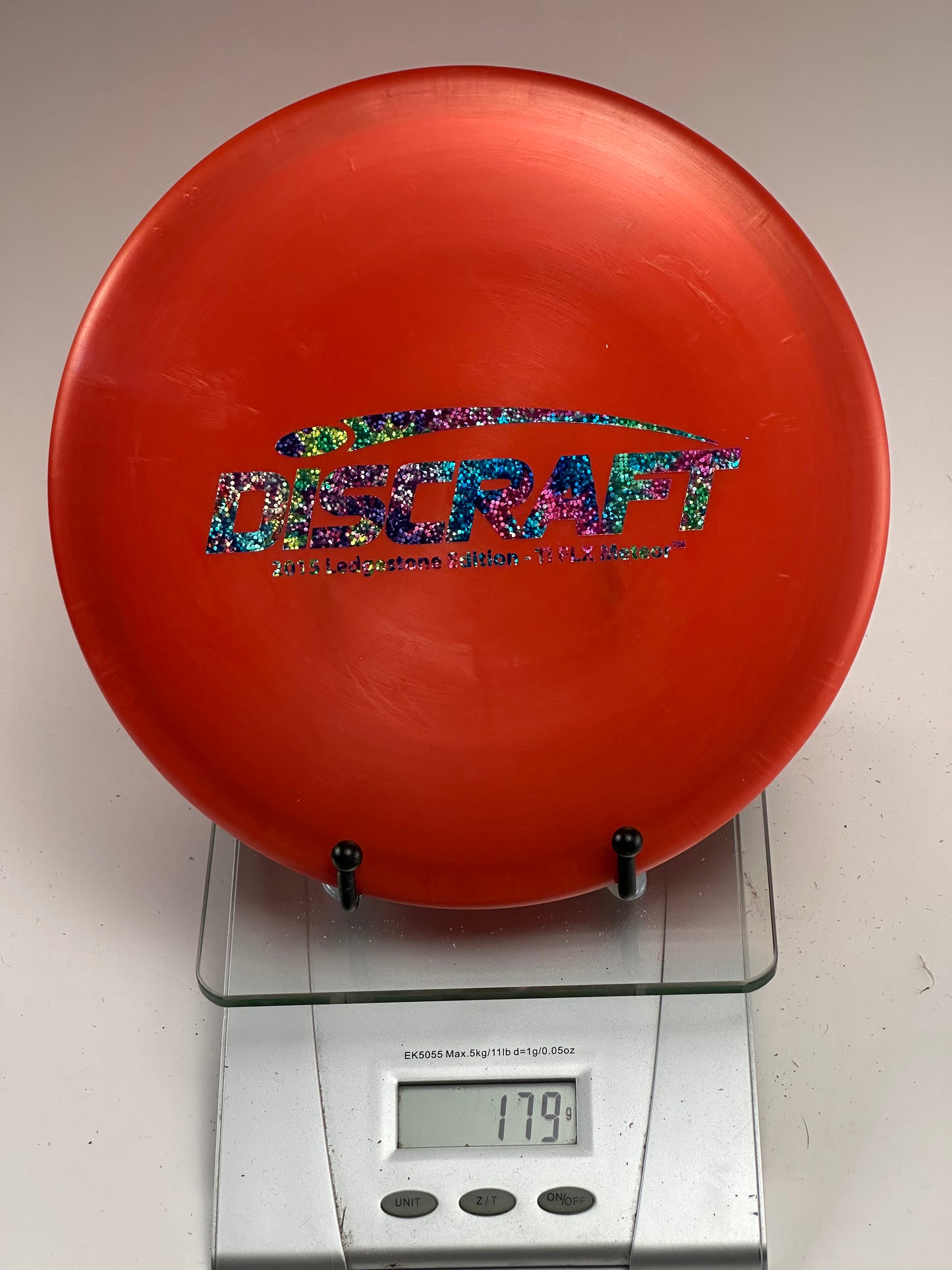 Discraft ESP Meteor (2019 Ledgestone) Red w/ Rainbow Sparkle Stamp