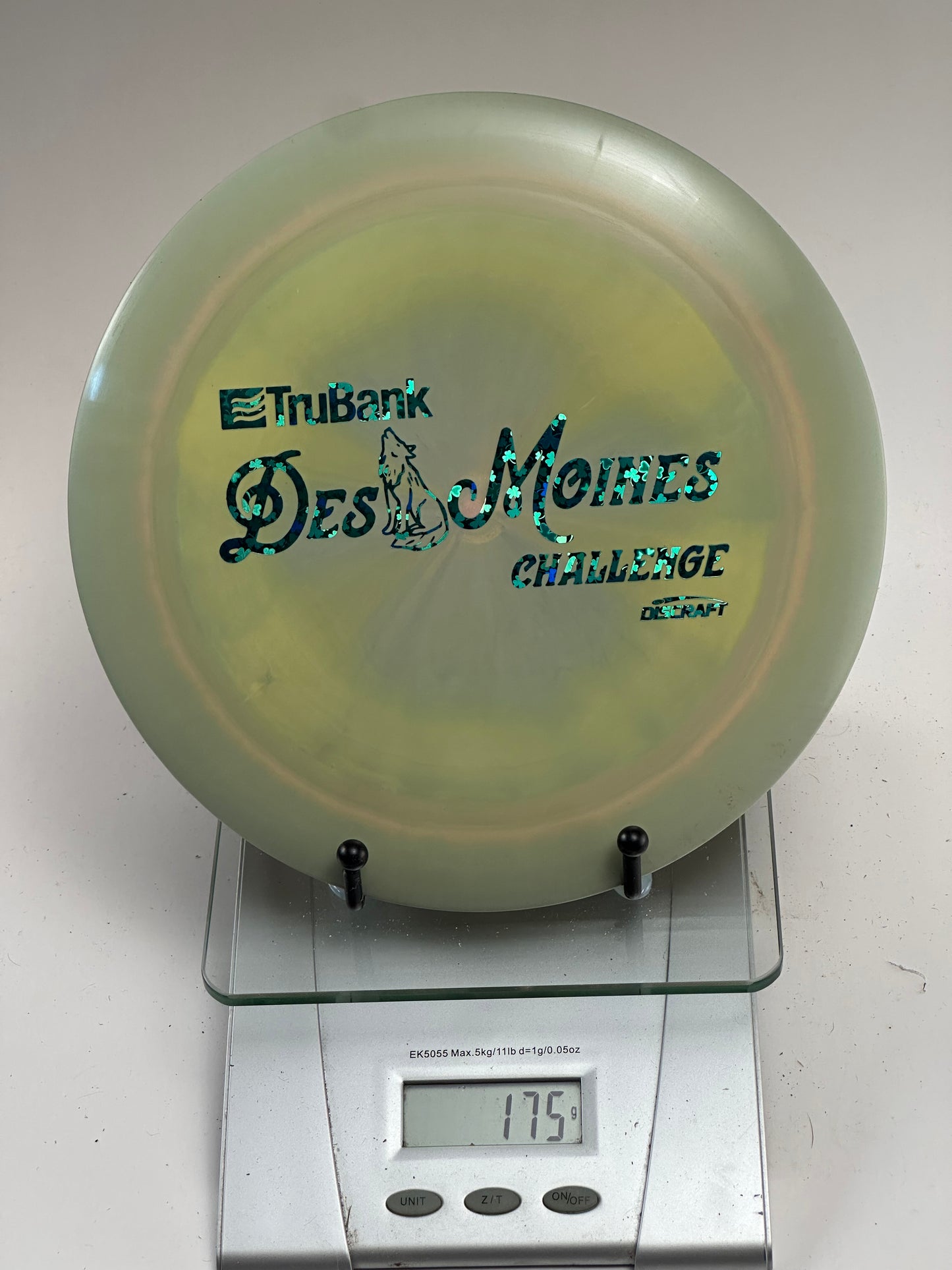 Discraft Z Nuke – Des Moines Challenge Tournament Stamp (Clear Yellow-Green)