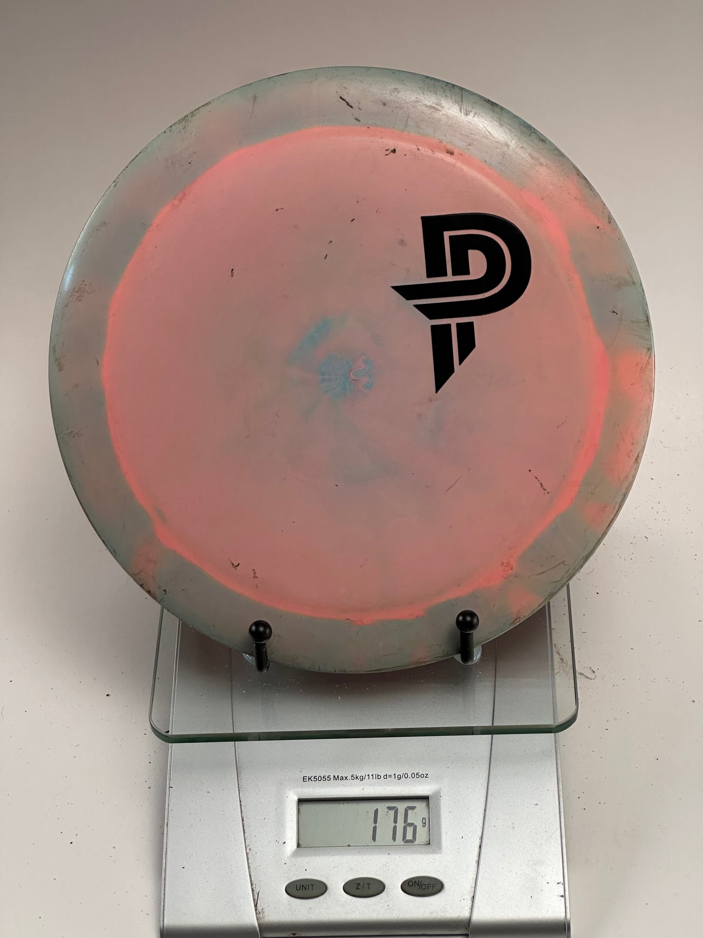 Discraft ESP Nuke Distance Driver – Swirly Pink/Green, Custom Stamp (Used)