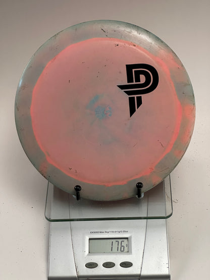 Discraft ESP Nuke Distance Driver – Swirly Pink/Green, Custom Stamp (Used)