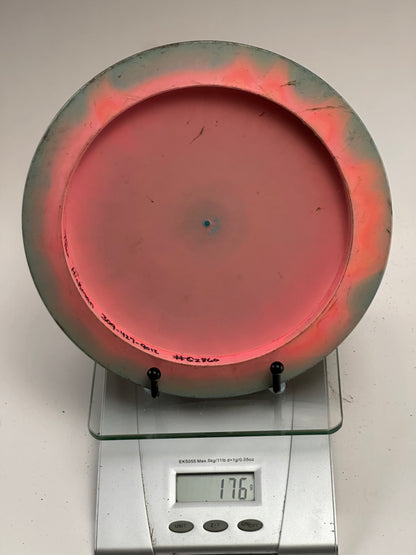 Discraft ESP Nuke Distance Driver – Swirly Pink/Green, Custom Stamp (Used)