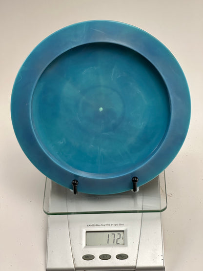 Discraft ESP Nuke Distance Driver – Swirly Blue w/ Gold Holographic Stamp