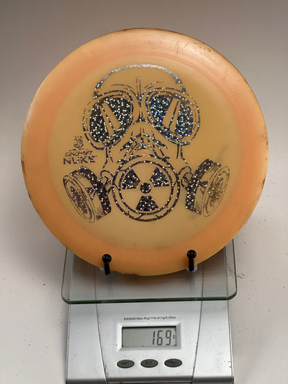 Discraft Z Nuke Distance Driver – Big Z Gas Mask Stamp, Clear Orange