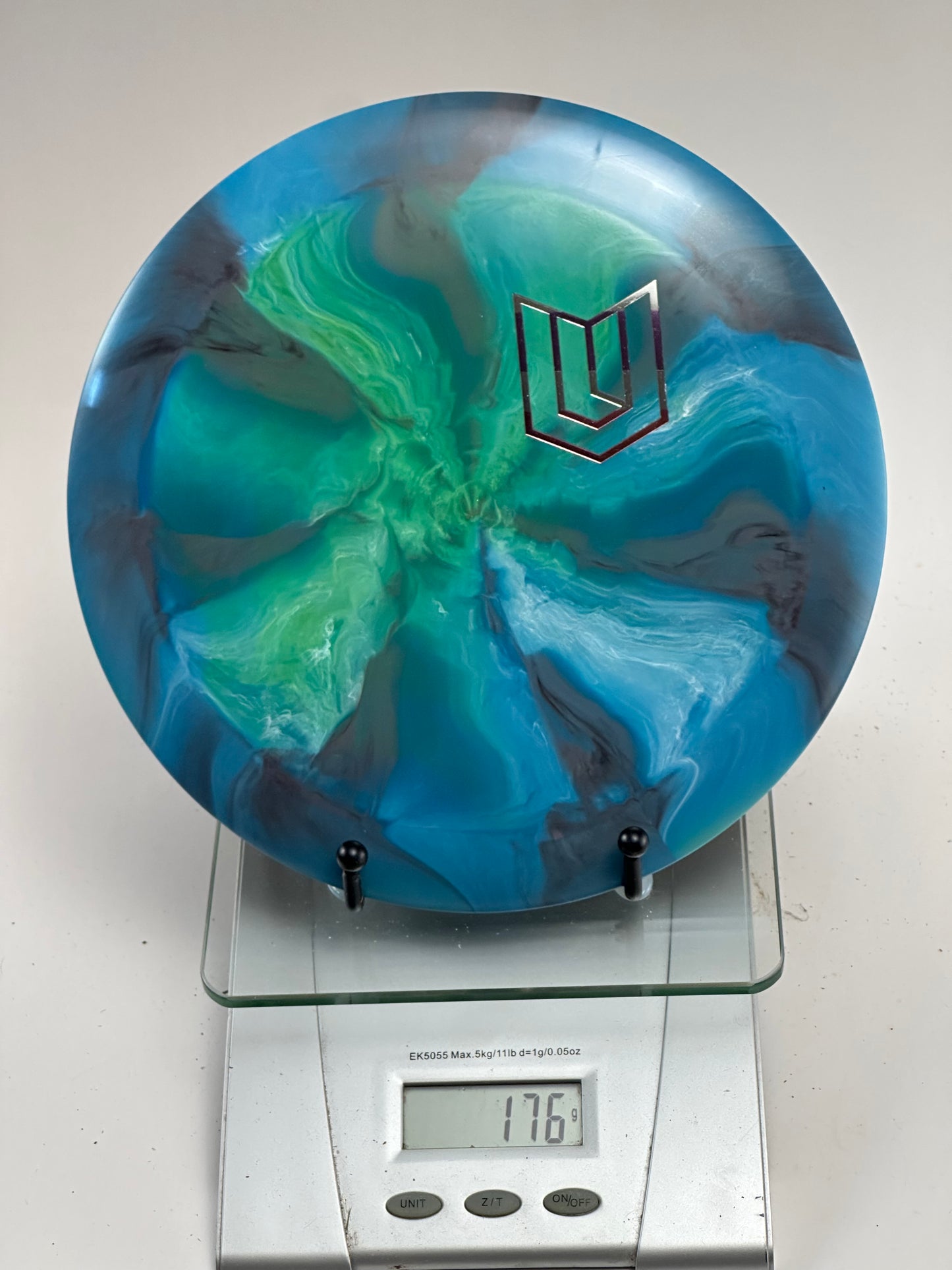 Discraft ESP Nuke 176g Swirly Blue/Green LE Shield Stamp