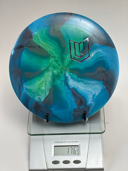 Discraft ESP Nuke 176g Swirly Blue/Green LE Shield Stamp