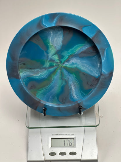 Discraft ESP Nuke 176g Swirly Blue/Green LE Shield Stamp