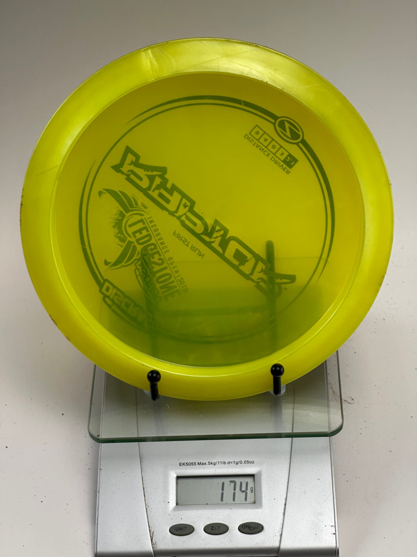 Discraft Z Raptor First Run 2019 Ledgestone Distance Driver - Yellow/Blue