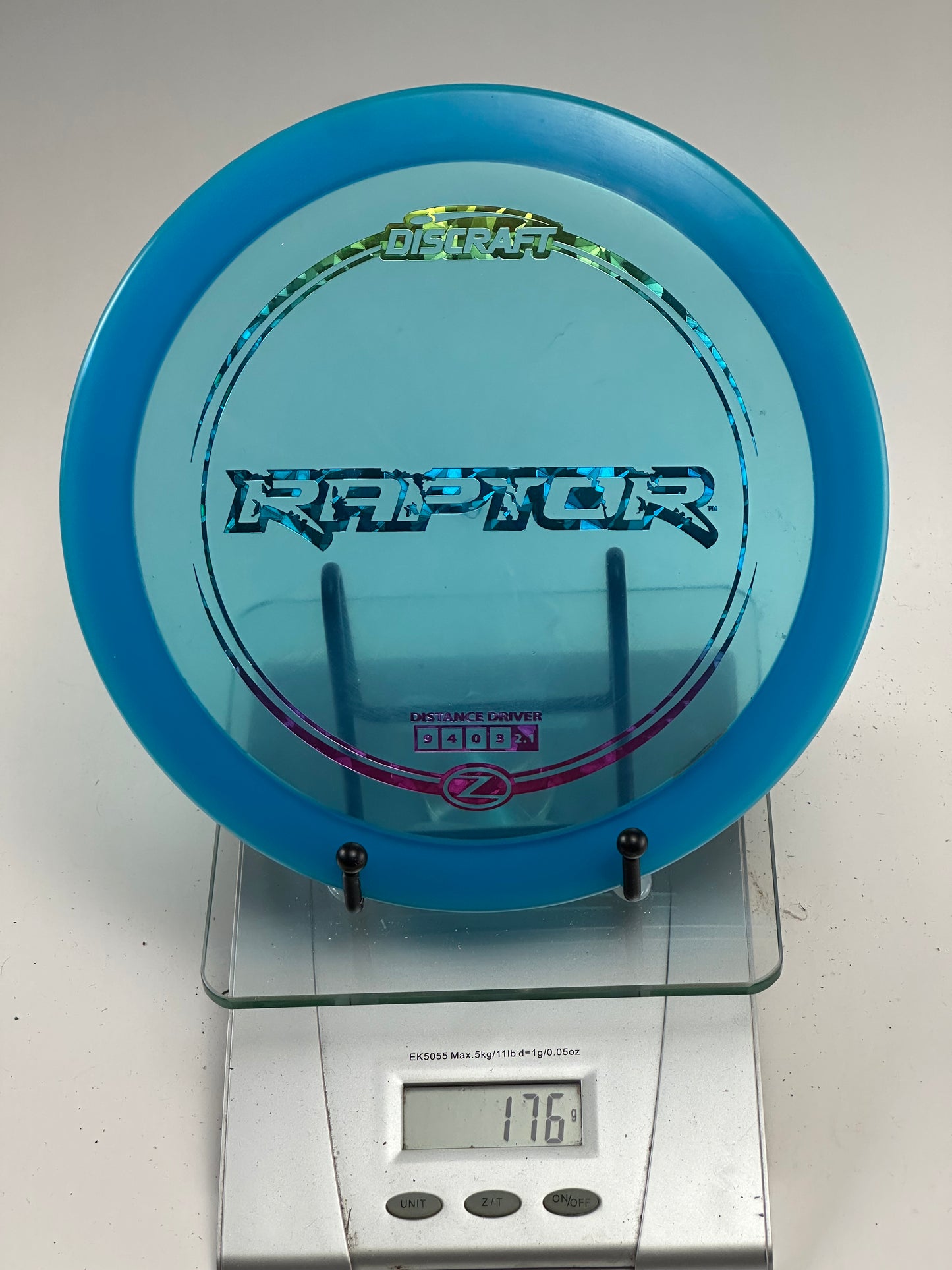 Discraft Z Raptor First Run Clear Blue Distance Driver (176g)